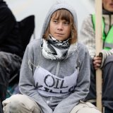 Greta Thunberg fait partie des activistes qui bloque lundi la principale raffinerie du pays. KEYSTONE/EPA/Paul S. Amundsen